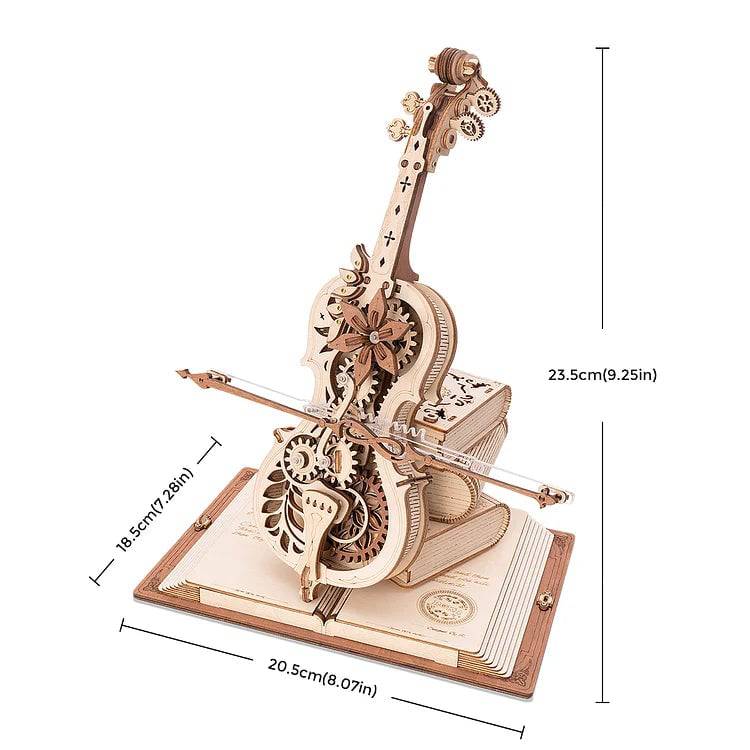 DIY Vintage Cello Mechanical Music Box 3D Wooden Puzzle with the Beautiful Music 'Nocturne, Op.9, No.2 in E-flat' - EaseWoo