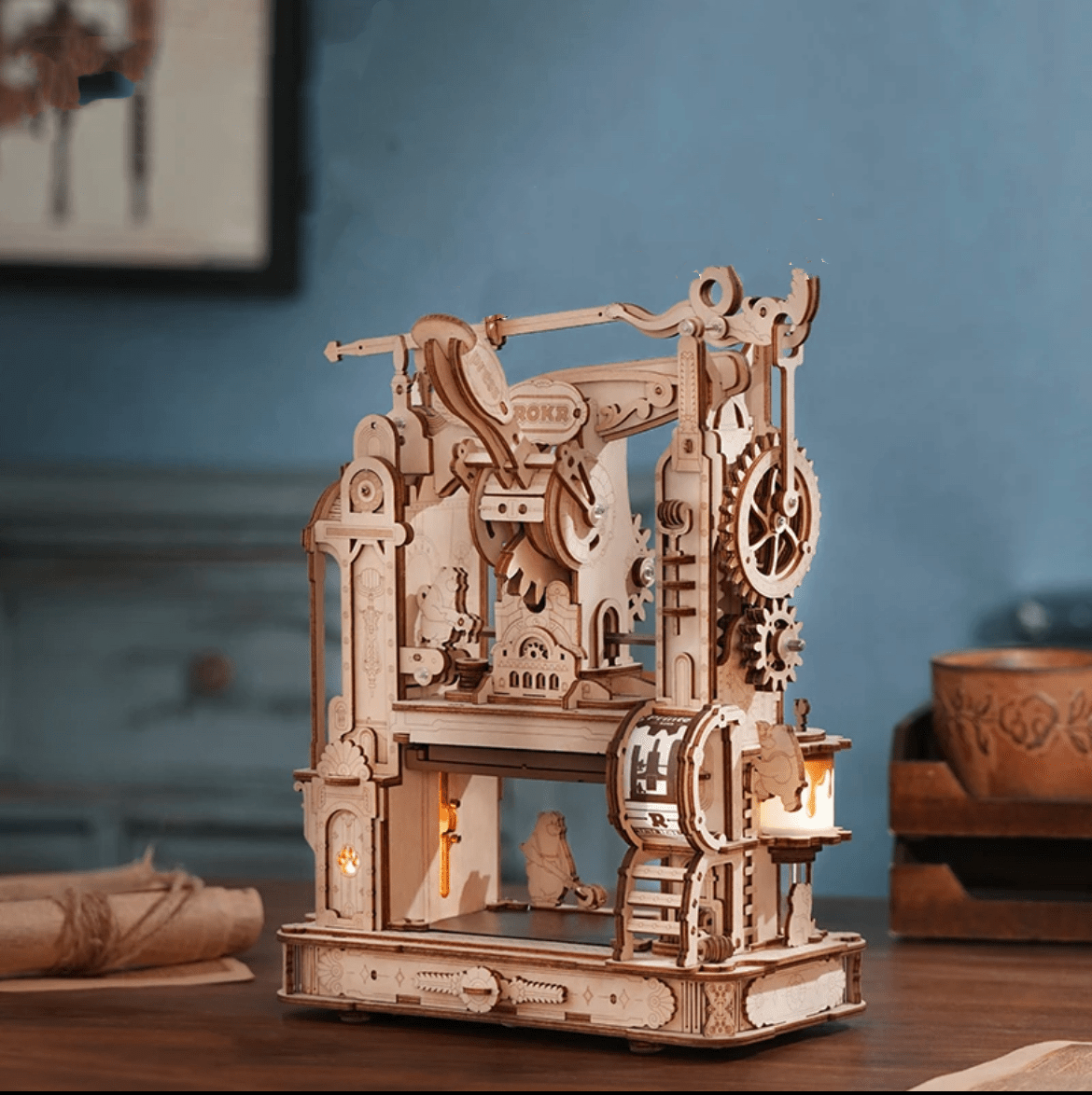 Classic Printing Press Mechanical 3D Wooden Puzzle - EaseWoo