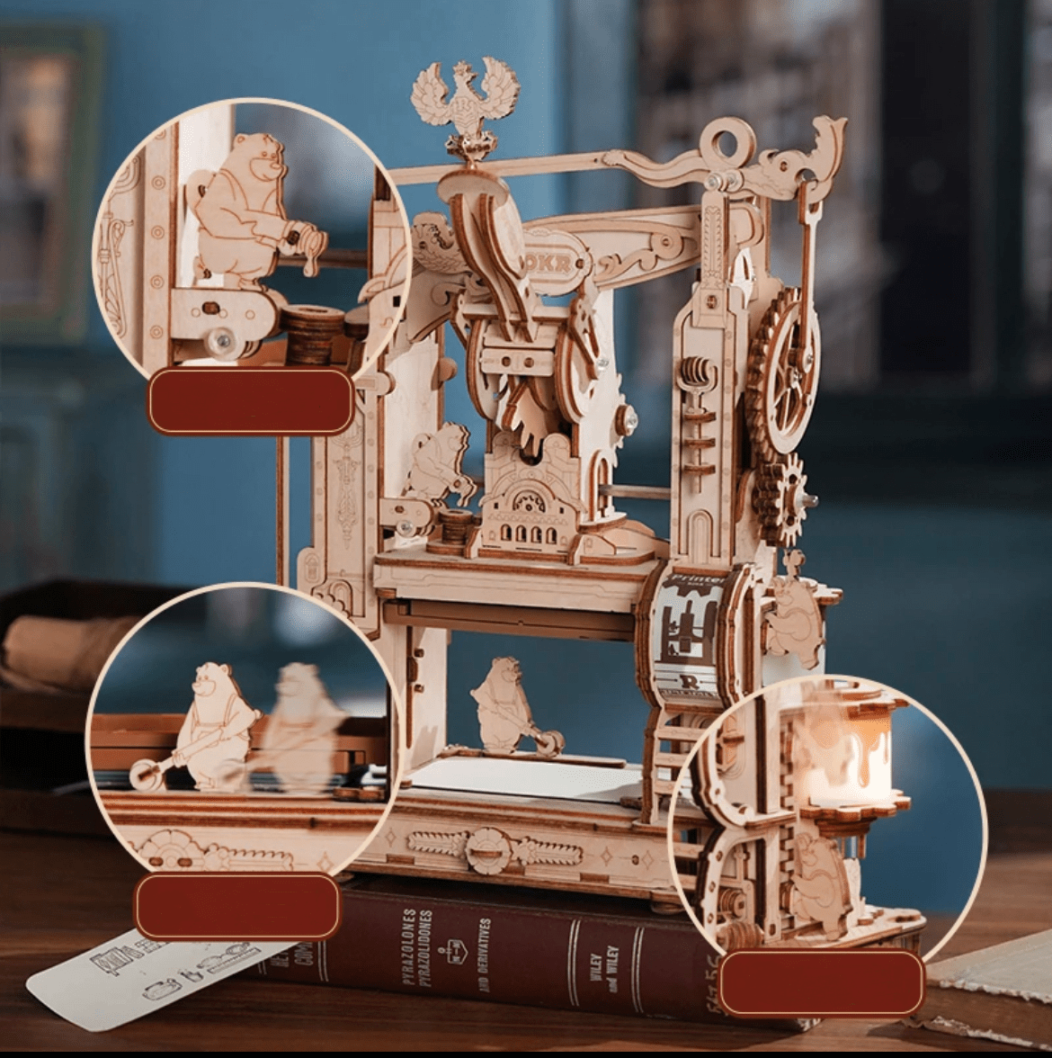 Classic Printing Press Mechanical 3D Wooden Puzzle - EaseWoo