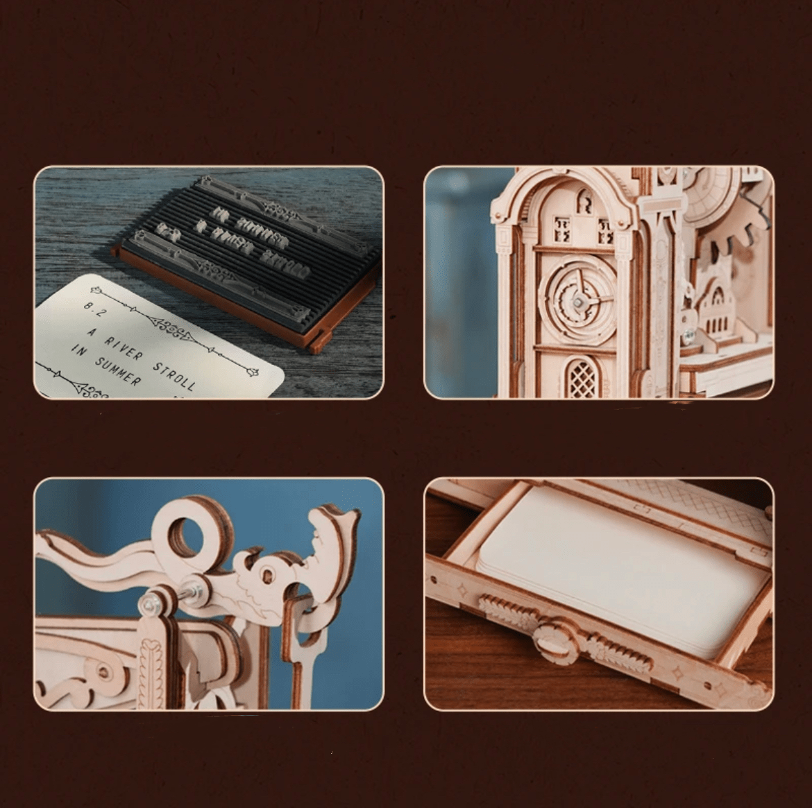 Classic Printing Press Mechanical 3D Wooden Puzzle - EaseWoo