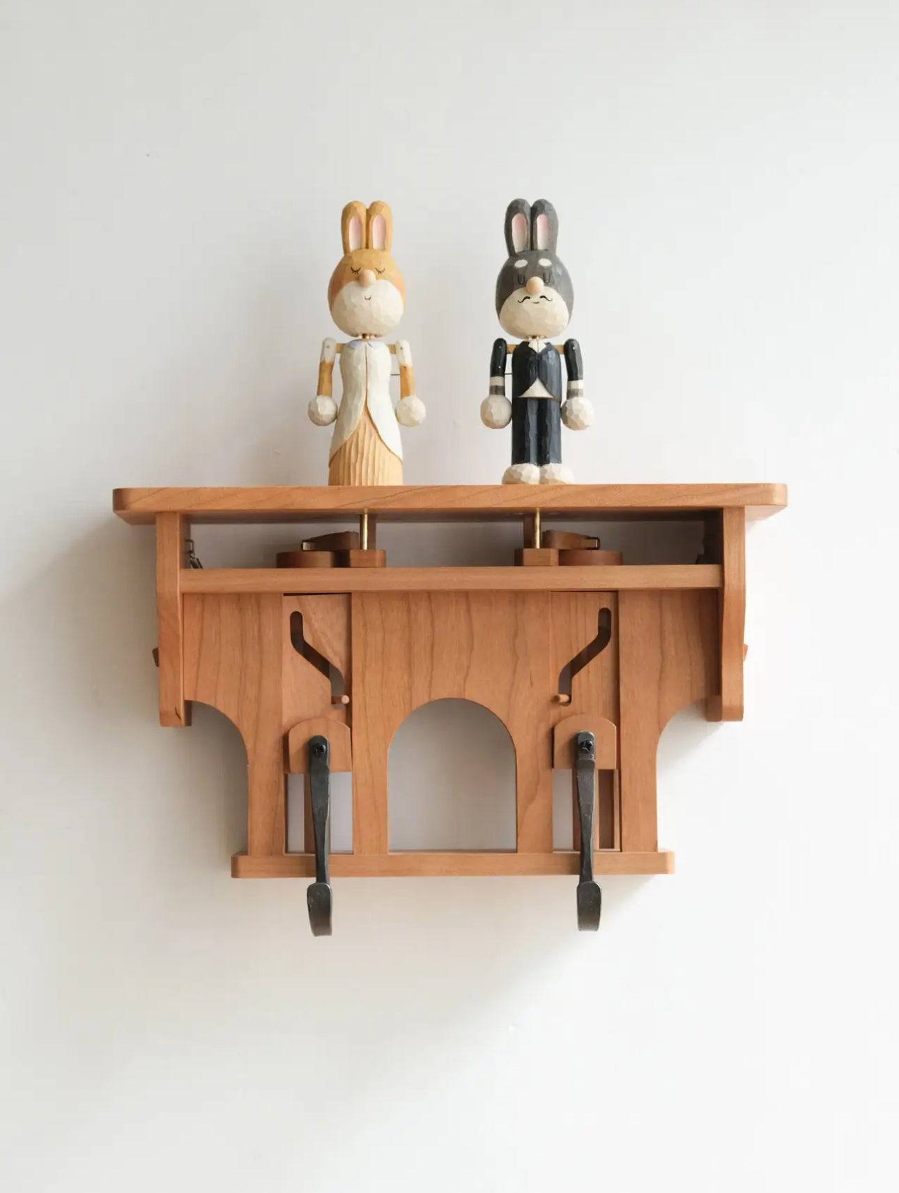 Limited Edition Hand-Carved Bunny Automata Wooden Wall Hanger – A Fusion of Art and Functionality - EaseWoo