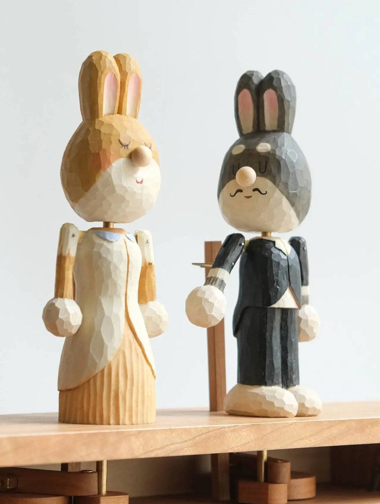 Limited Edition Hand-Carved Bunny Automata Wooden Wall Hanger – A Fusion of Art and Functionality - EaseWoo