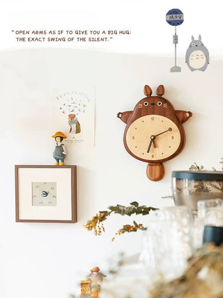 Original Wooden Totoro Silent Time Wall Clock - EaseWoo