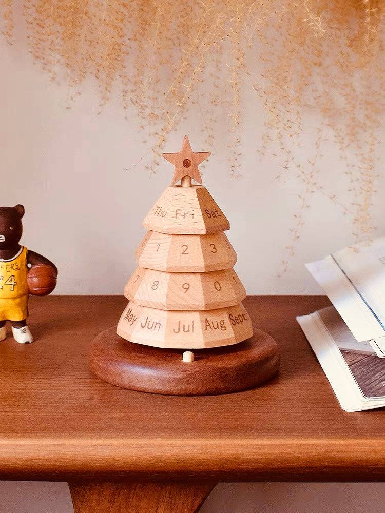 Festive Wooden Christmas Tree Perpetual Advent Calendar - Delightful Holiday Decor for Kids and Home - EaseWoo
