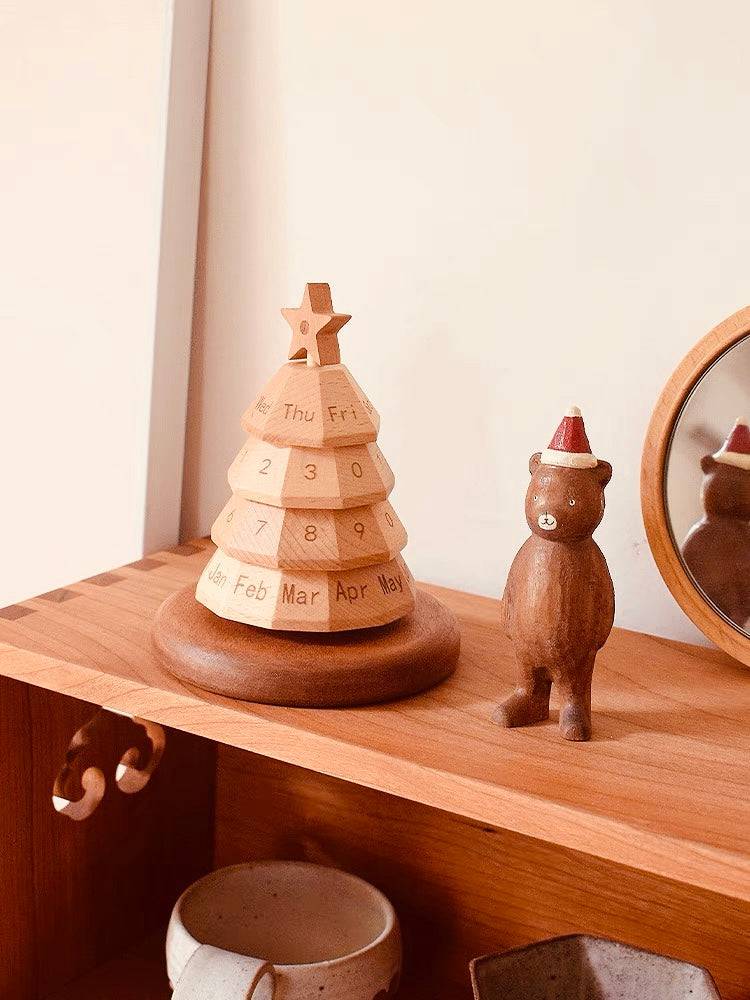 Festive Wooden Christmas Tree Perpetual Advent Calendar - Delightful Holiday Decor for Kids and Home - EaseWoo