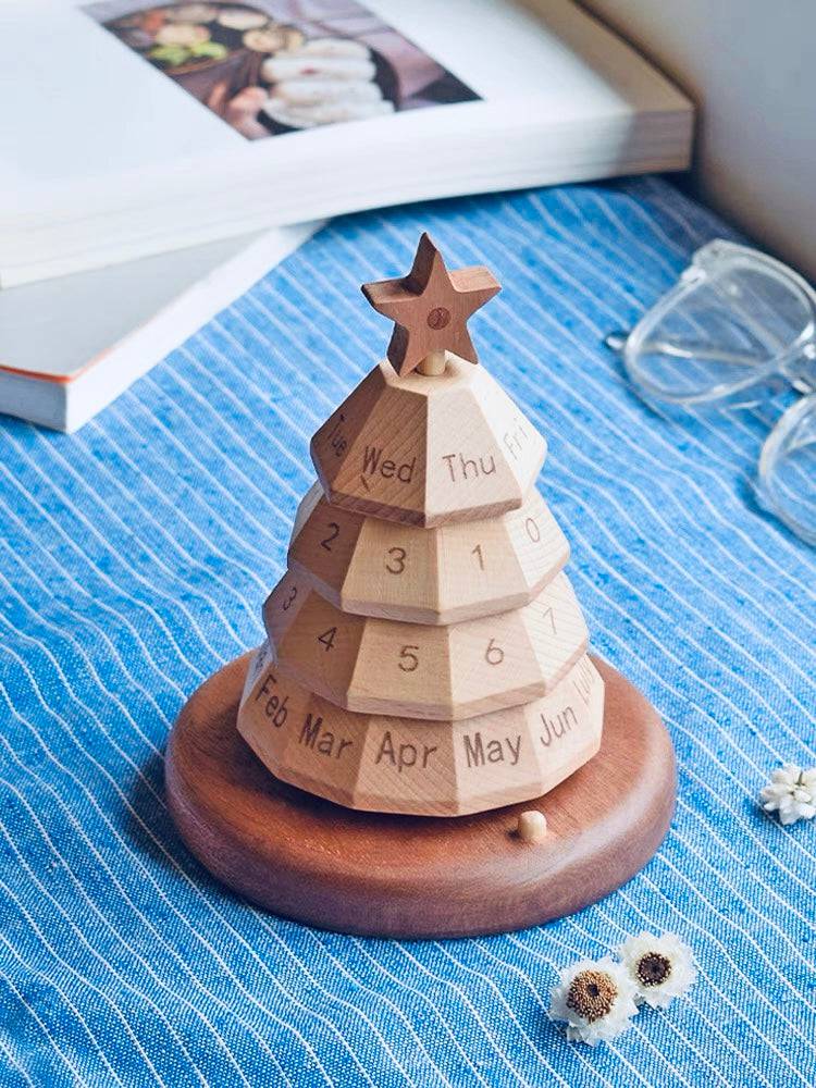 Festive Wooden Christmas Tree Perpetual Advent Calendar - Delightful Holiday Decor for Kids and Home - EaseWoo