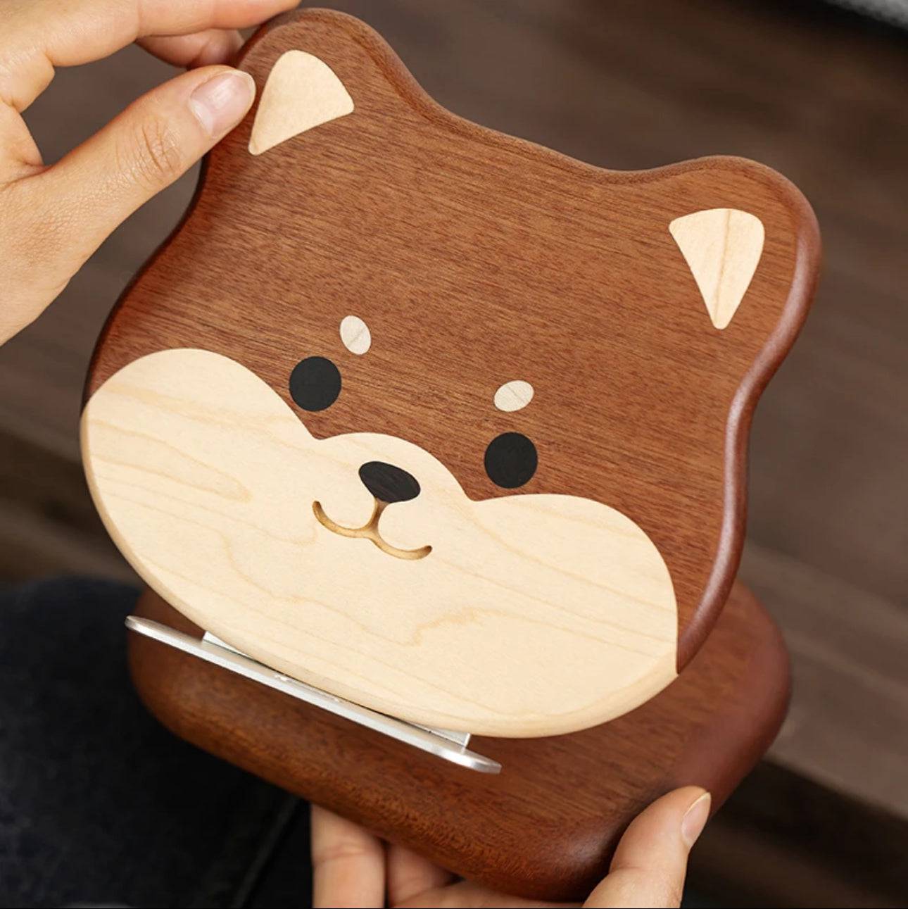 New Arrival Handmade Wooden Shiba Inu Multifunctional Holder - Perfect for supporting phones, tablets, Computers and books - EaseWoo