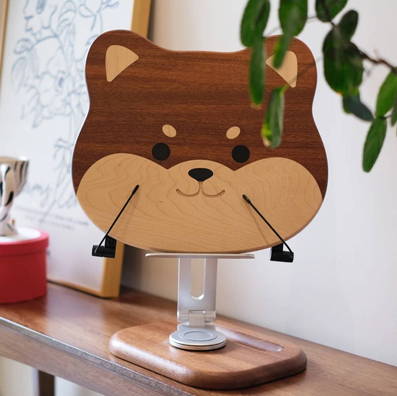 New Arrival Handmade Wooden Shiba Inu Multifunctional Holder - Perfect for supporting phones, tablets, Computers and books - EaseWoo