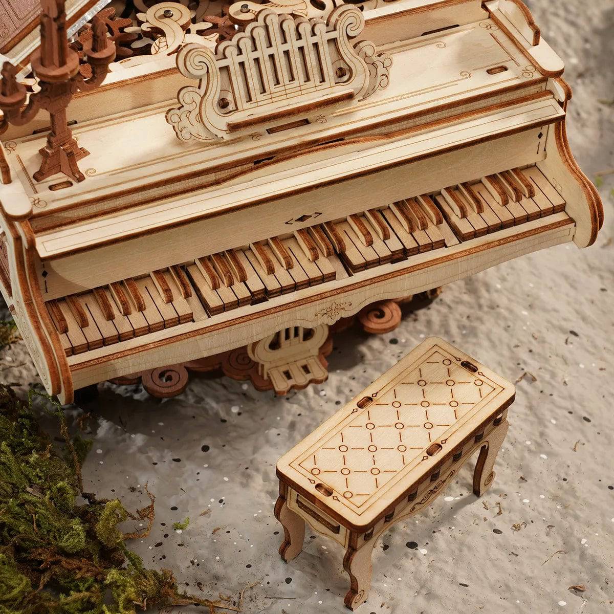 Robotime Rokr Magic Piano Mechanical Self-playing Music Box for Kids and Adults Building Block Kits Toys 3D Wooden Puzzle AMK81 - EaseWoo