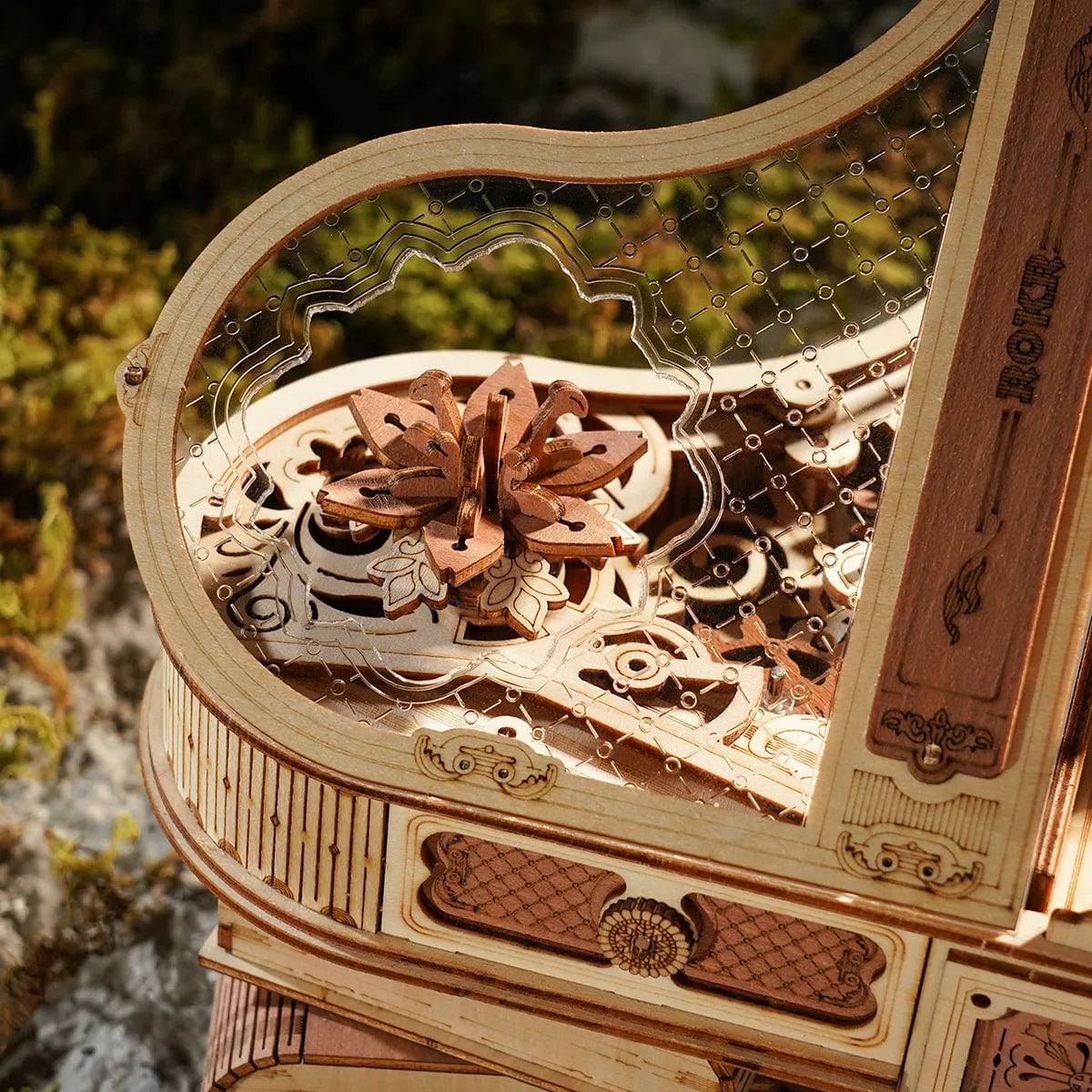 Robotime Rokr Magic Piano Mechanical Self-playing Music Box for Kids and Adults Building Block Kits Toys 3D Wooden Puzzle AMK81 - EaseWoo