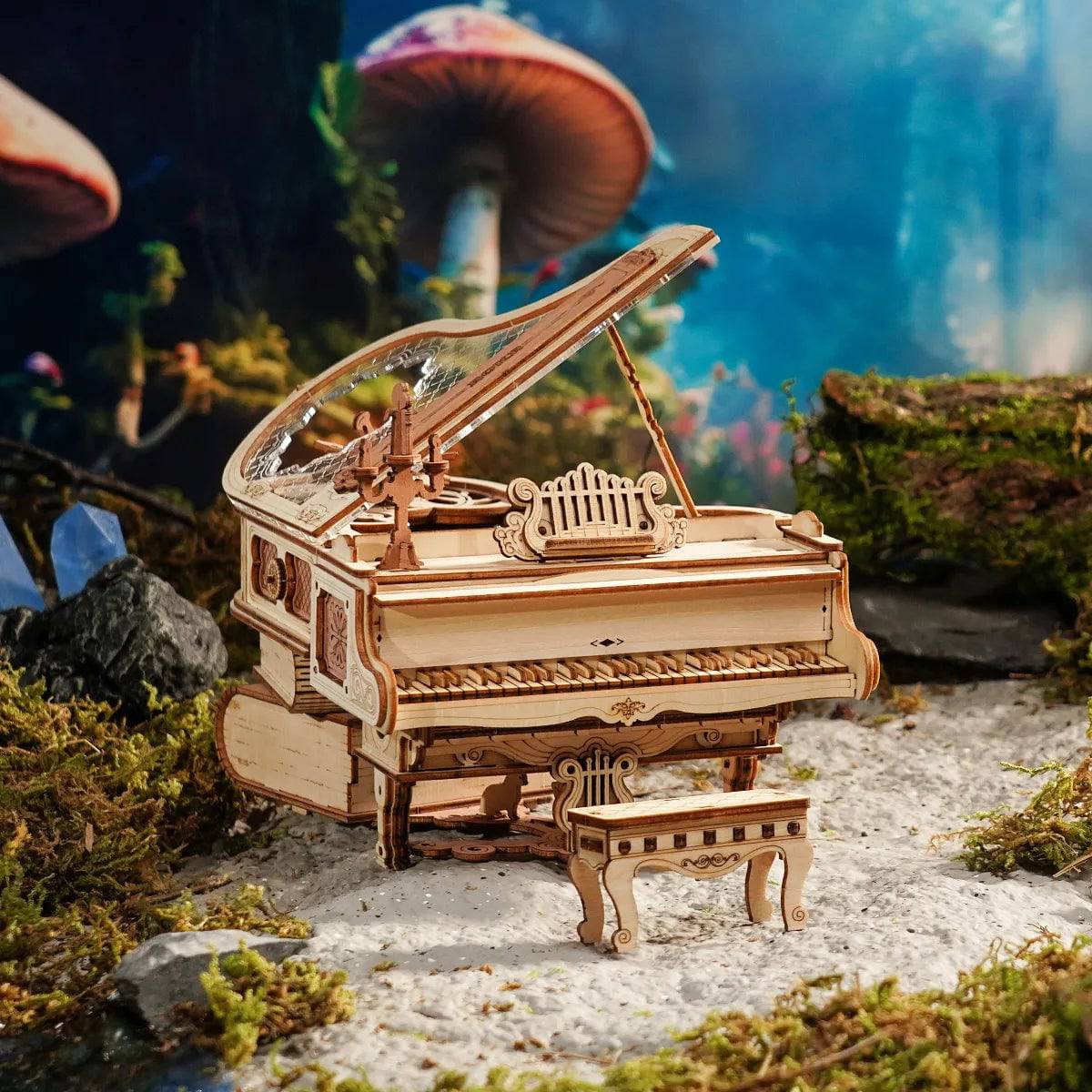 Robotime Rokr Magic Piano Mechanical Self-playing Music Box for Kids and Adults Building Block Kits Toys 3D Wooden Puzzle AMK81 - EaseWoo