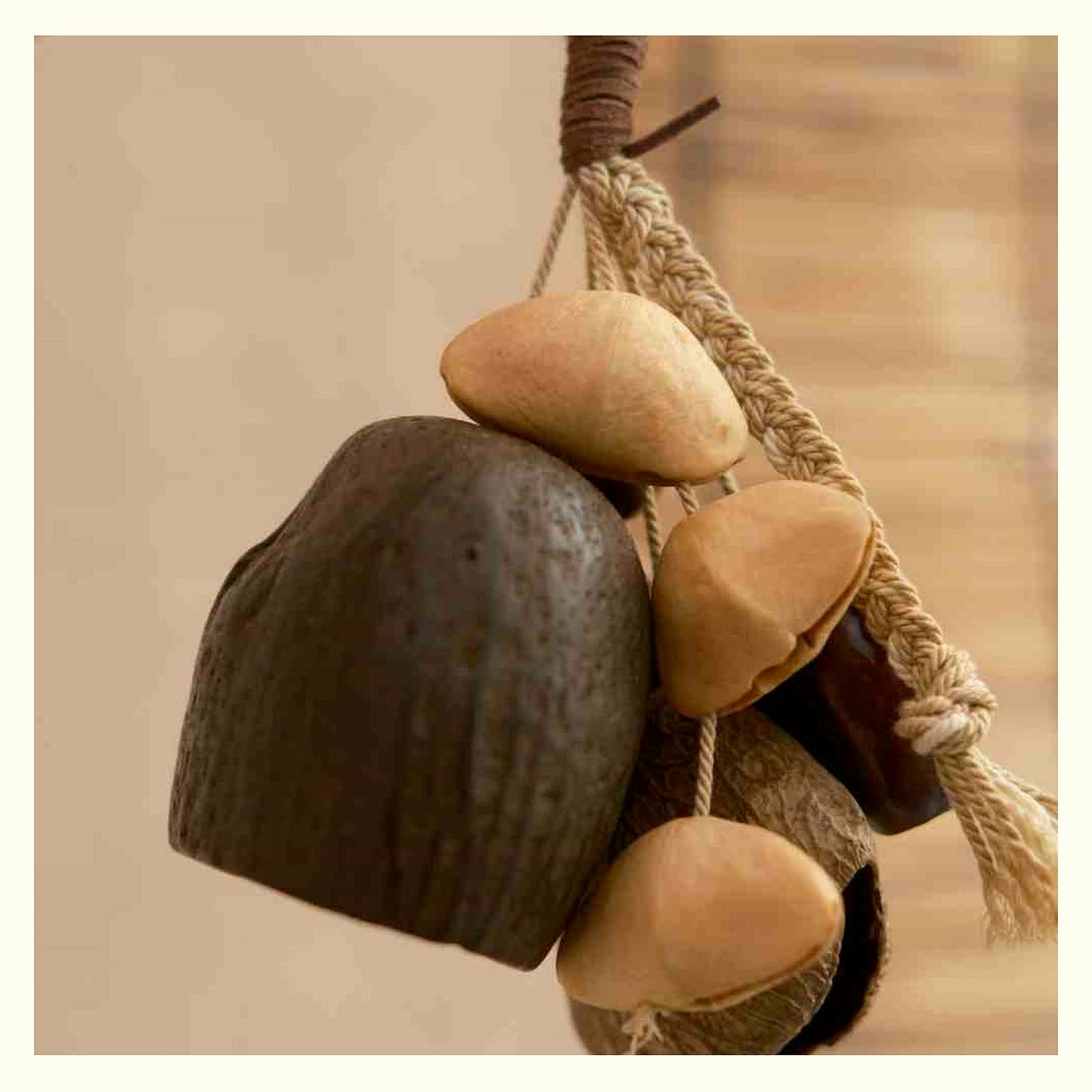 Vintage Natural Fruit Shell Rattle Charm - Poluo Bell