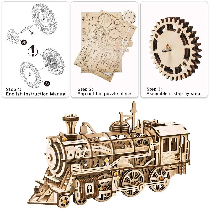 Robotime 4 Kinds DIY Laser Cutting 3D Mechanical Model Wooden Model Building Block Kits Assembly Toy Gift for Children Adult - EaseWoo