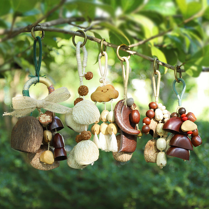 Hand-Built Bean Pod Bear Charm — 6 Themed Outfits, Cottagecore Bag Pendant