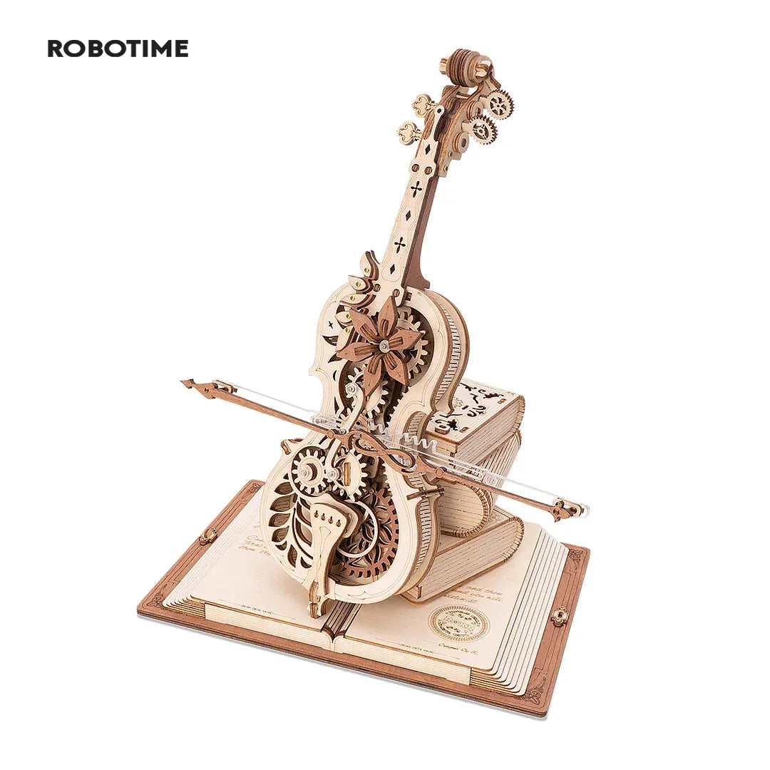 Robotime ROKR 3D Wooden Puzzle Magic Cello Mechanical Music Box Moveable Stem Funny Creative Toys for Child Girls AMK63 - EaseWoo