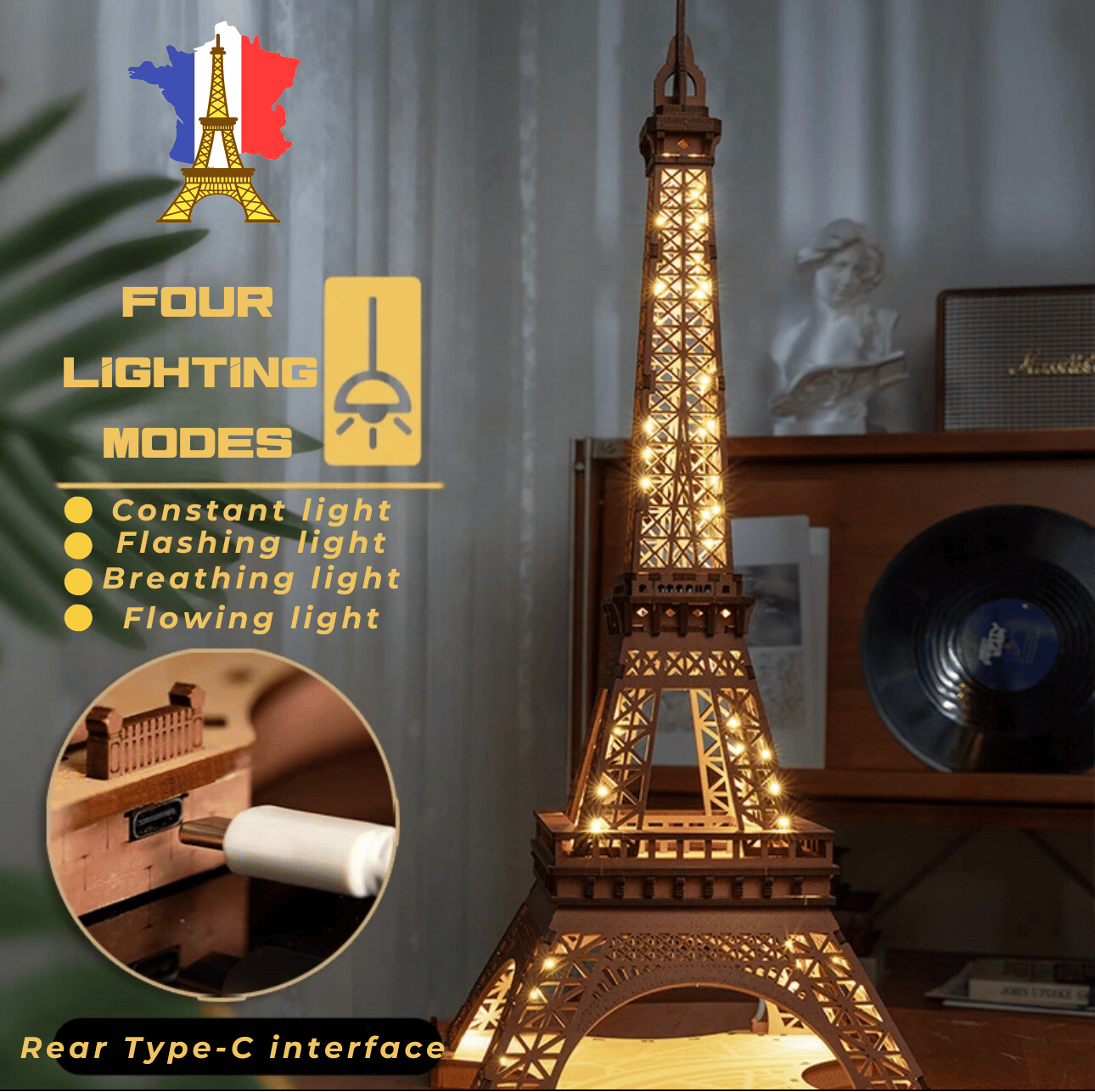 2024 Paris Olympics 3D Wooden Eiffel Tower