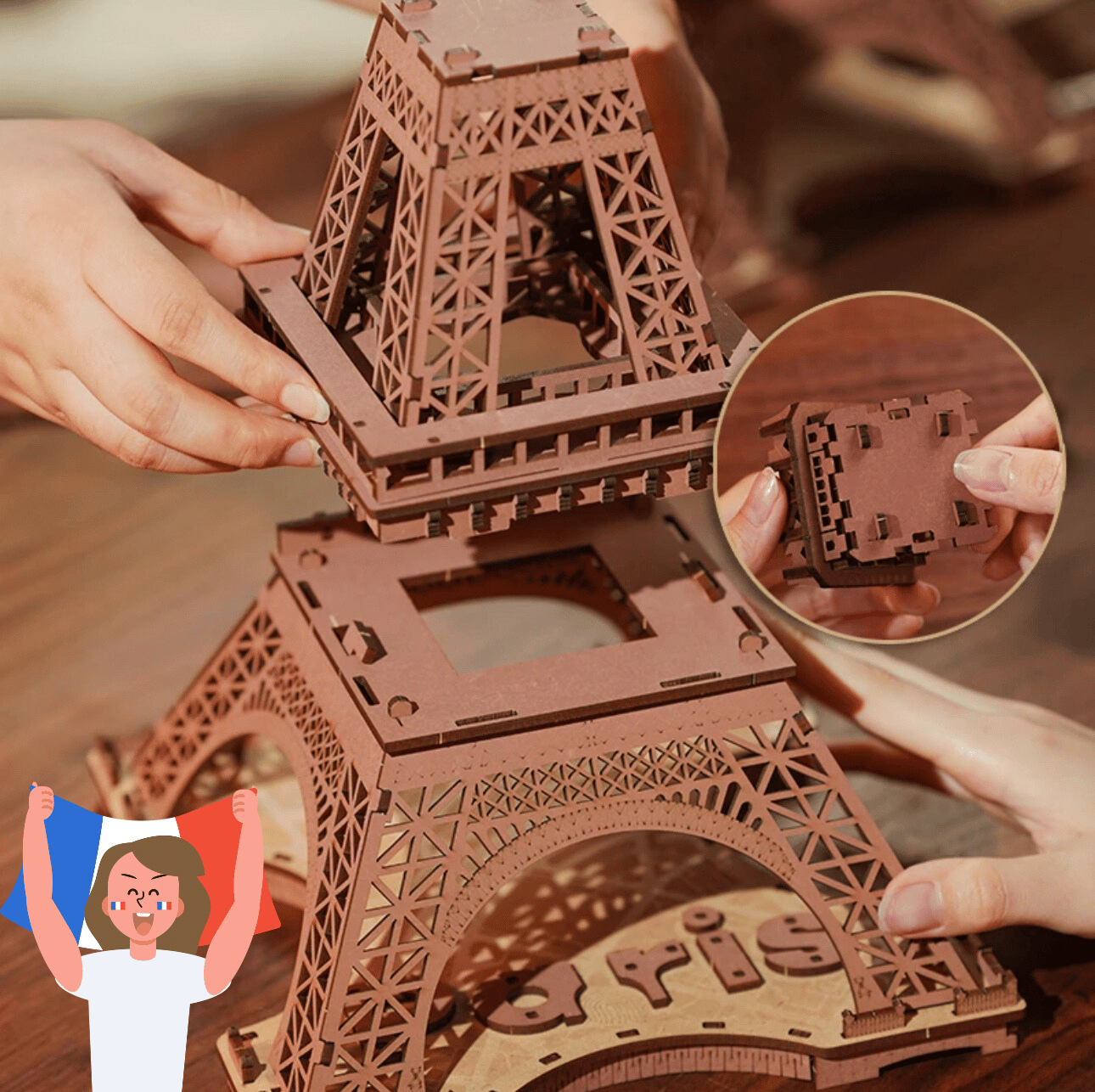 2024 Paris Olympics 3D Wooden Eiffel Tower