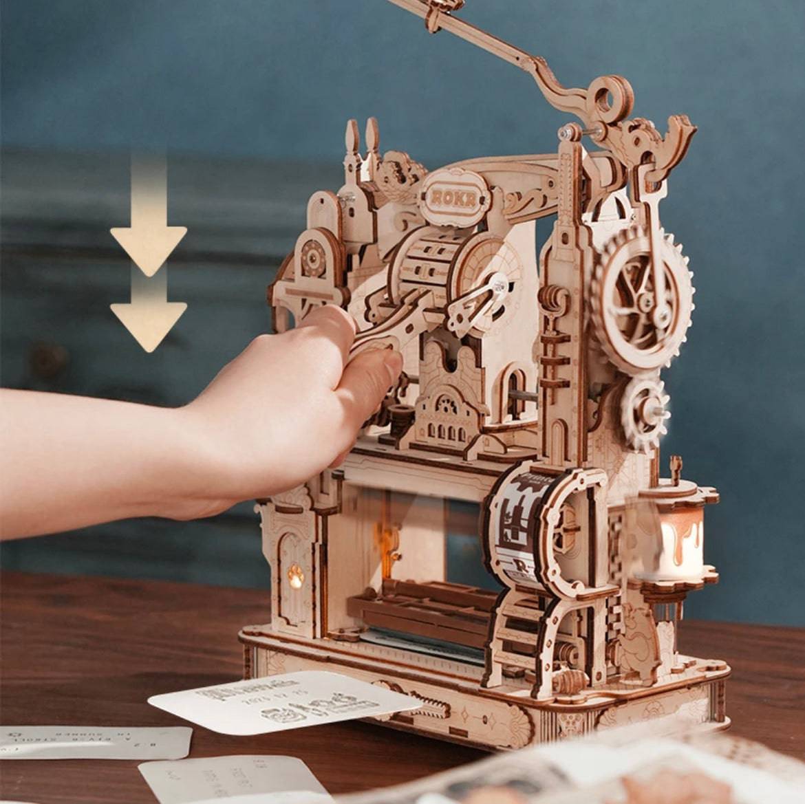 Classic Printing Press Mechanical 3D Wooden Puzzle