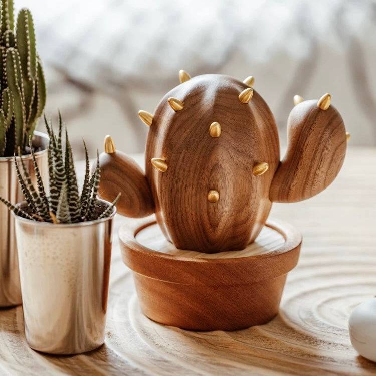 Desert Bloom-Cactus Jewelry Hanger with Hidden Storage - EaseWoo
