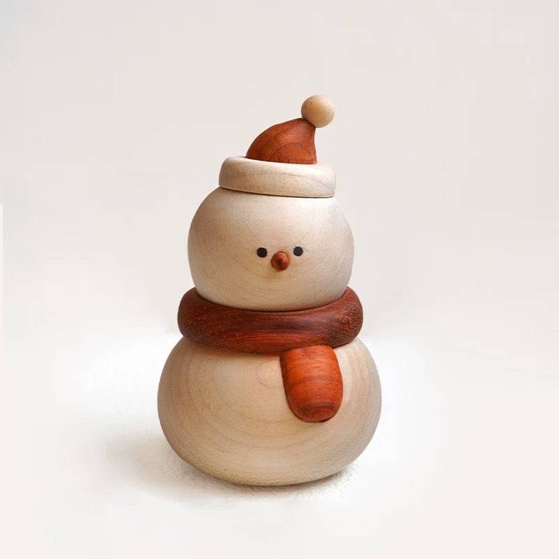 Hand-carved Solid Wood Snowman Decoration - EaseWoo
