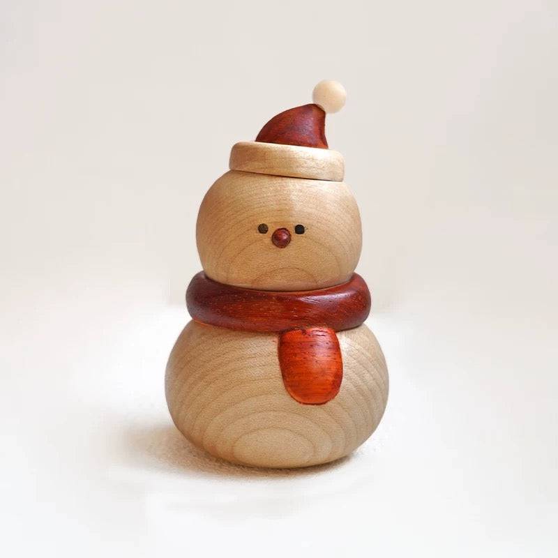 Hand-carved Solid Wood Snowman Decoration - EaseWoo
