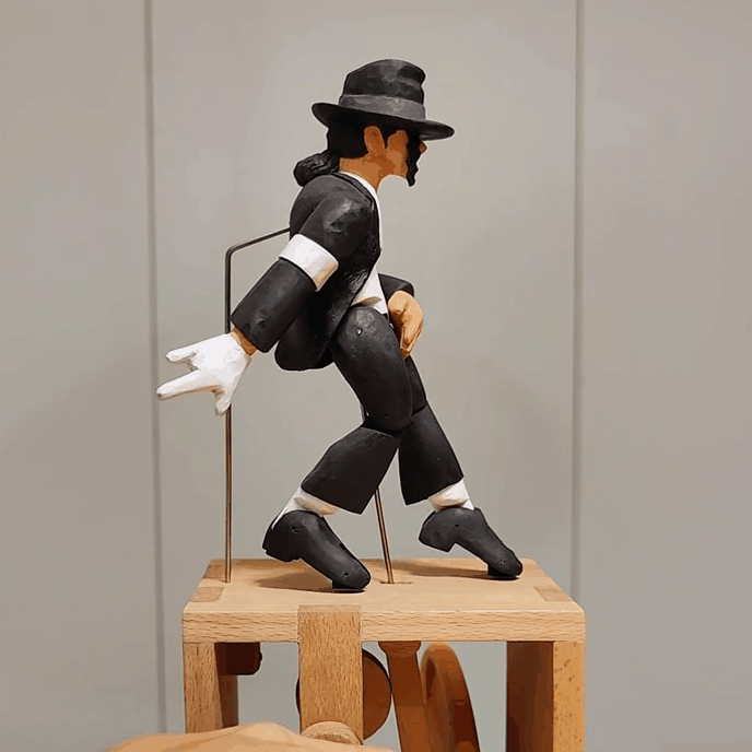 Hand-Carved Wood Automata Dancing Michael Jackson - EaseWoo