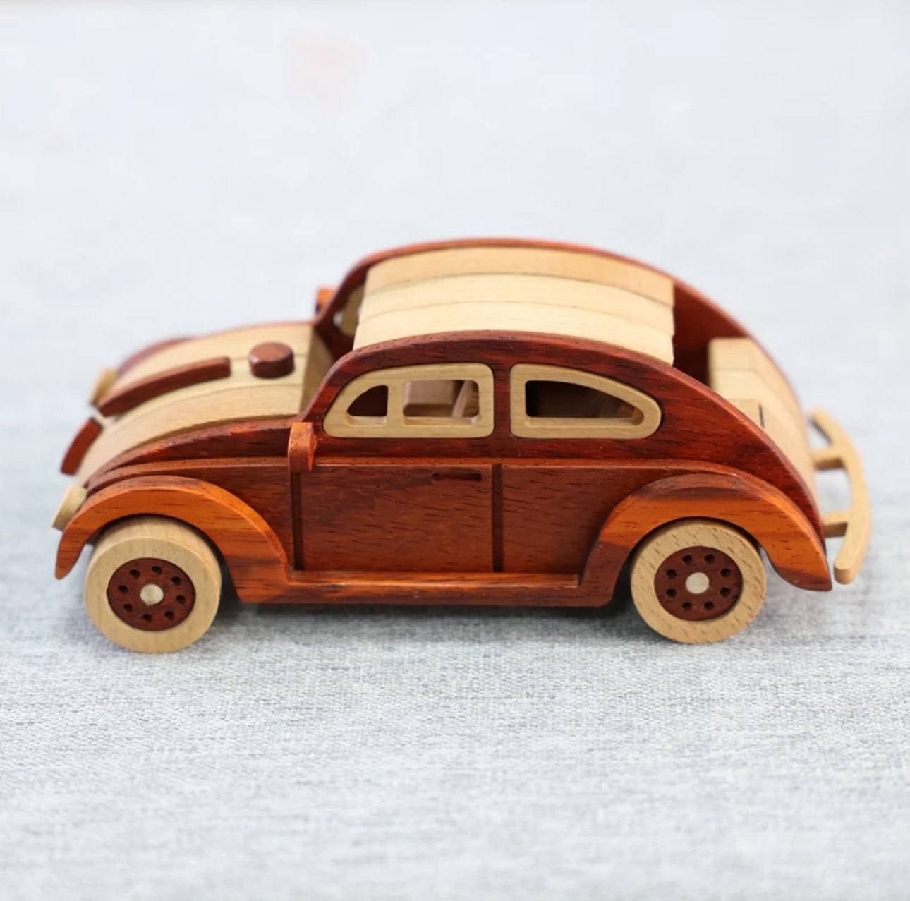 Handcrafted Vintage Style Beetle Car Model - Red Sandalwood and Oak Wood Materials-Unique Gift for Children Car Enthusiasts Friends - EaseWoo