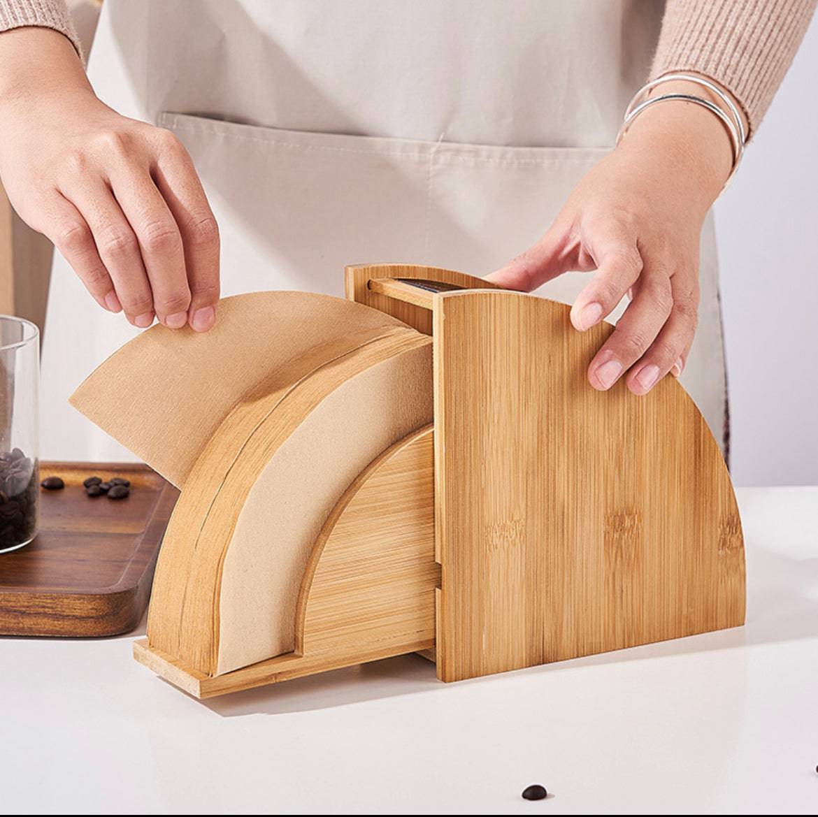 Handcrafted Wooden Coffee Filter Storage Rack - Keep Your Filters Organized and Dust-Free! - EaseWoo