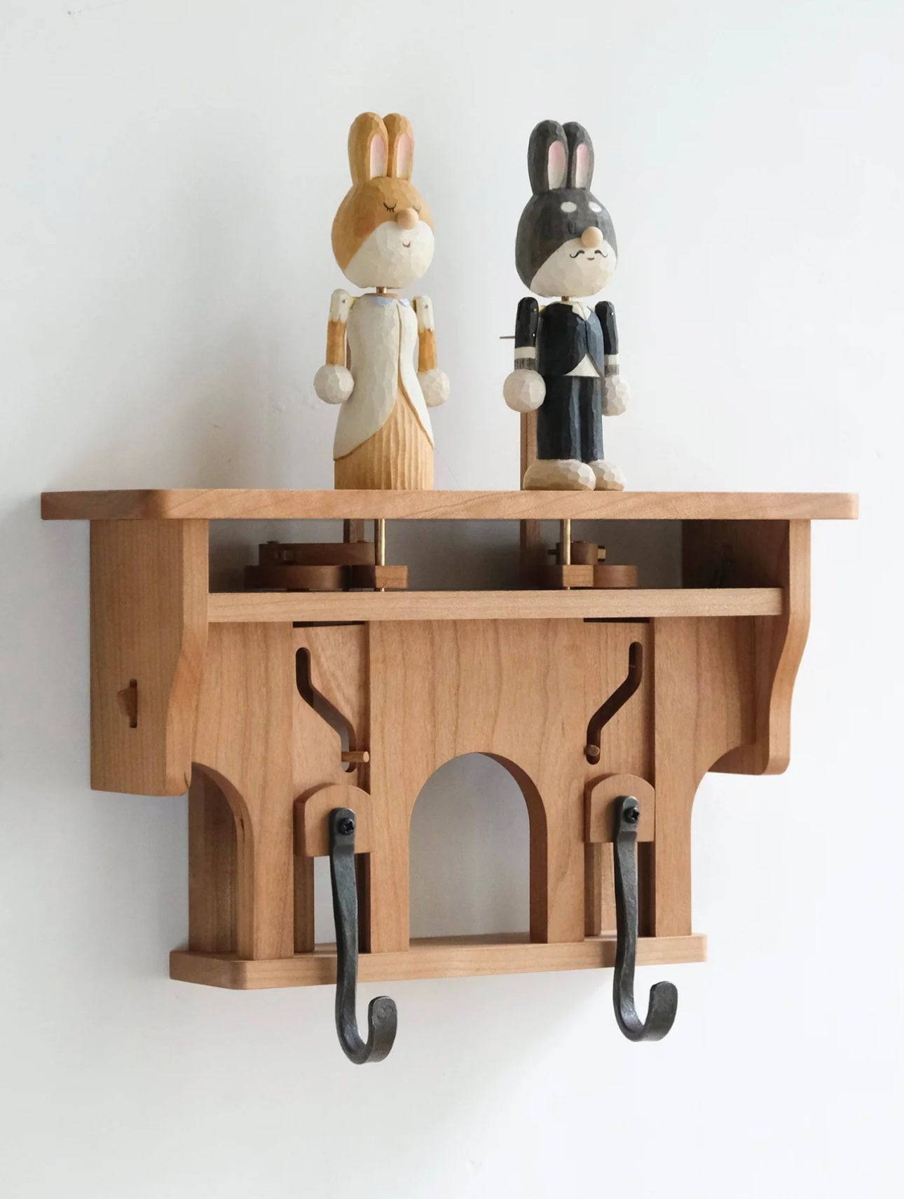 Limited Edition Hand-Carved Bunny Automata Wooden Wall Hanger – A Fusion of Art and Functionality - EaseWoo