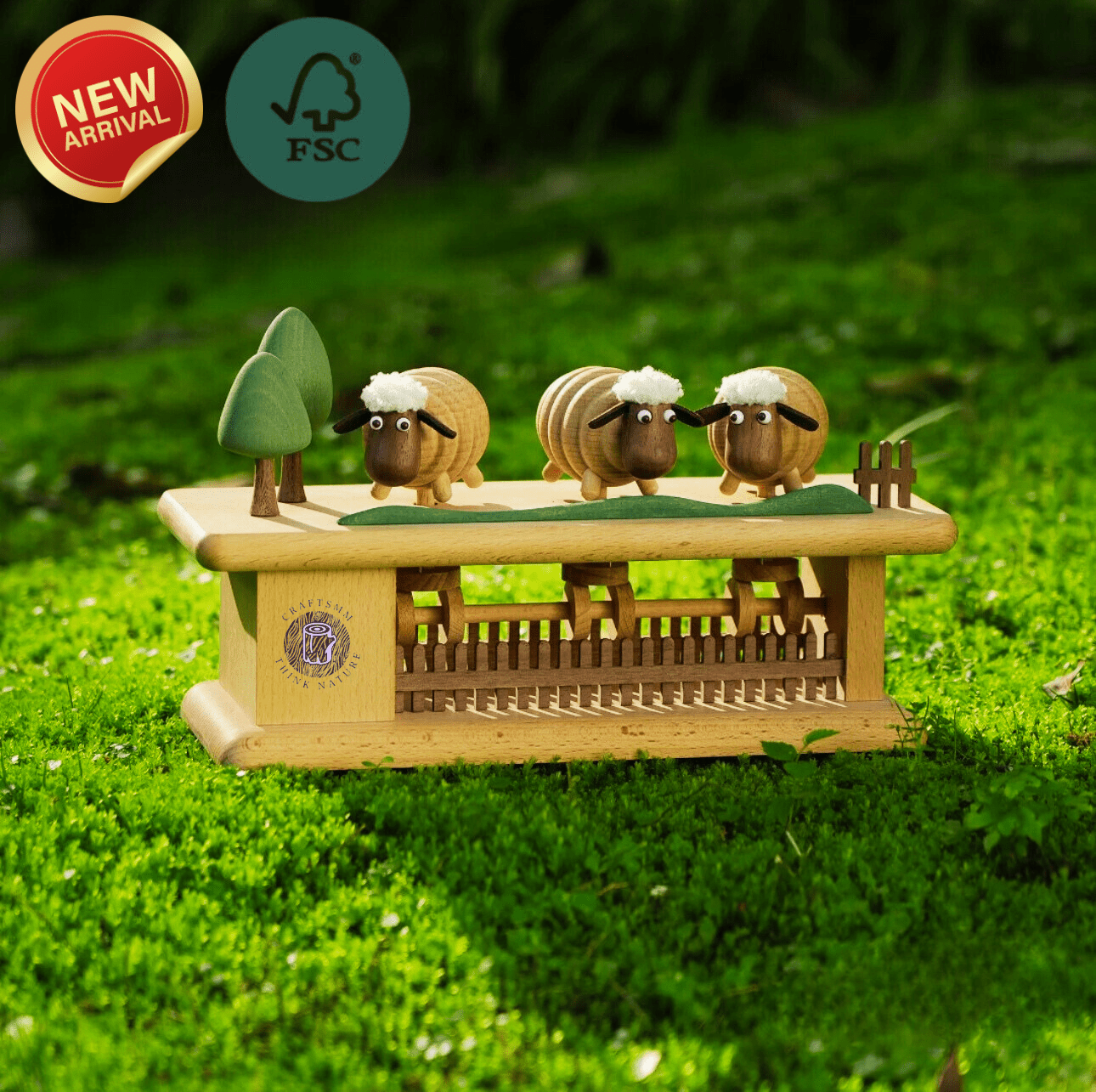 New Arrivals Original Mini Pasture Hand-Carved Wooden Sheep Jumping Fence - EaseWoo