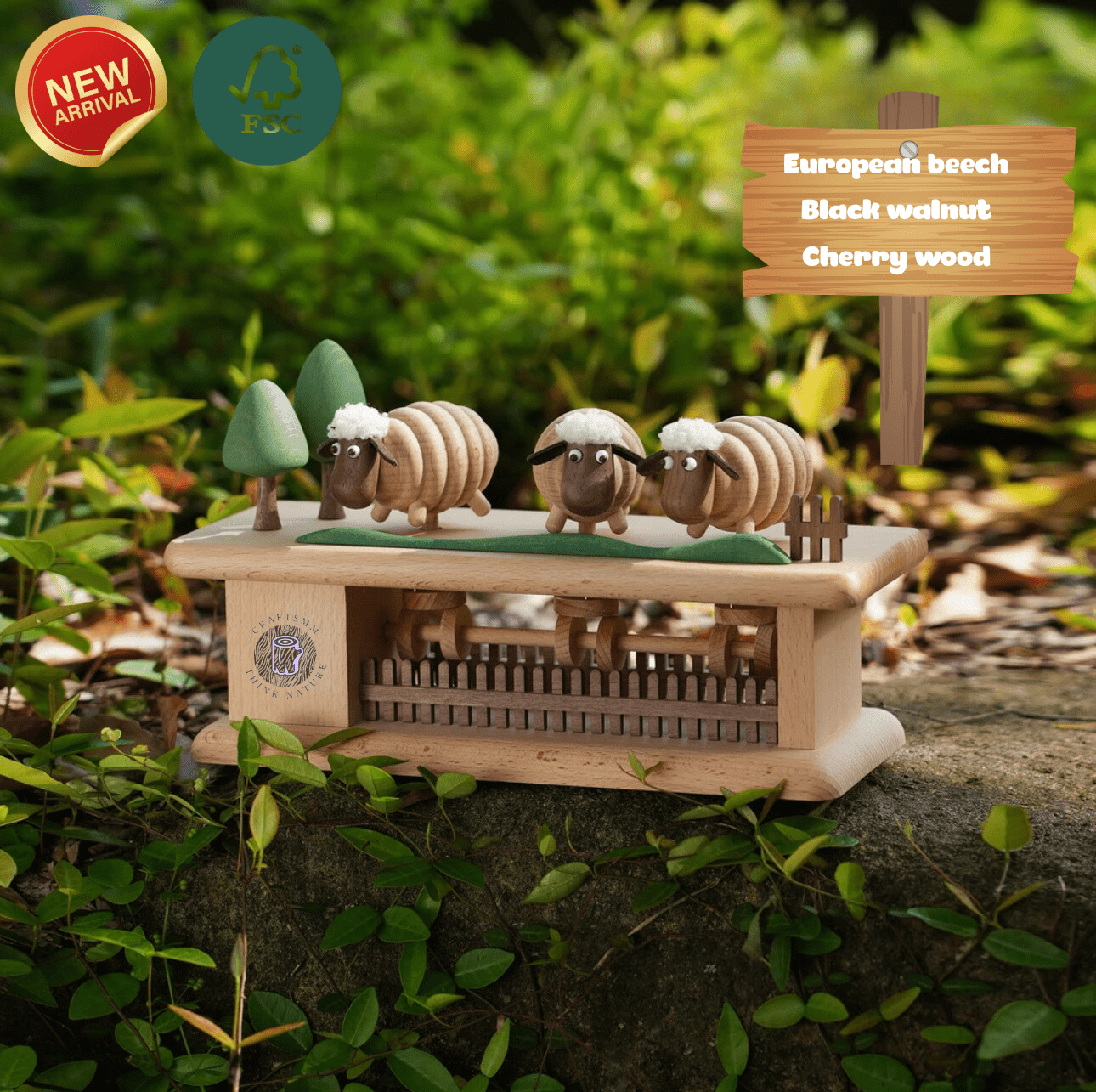 New Arrivals Original Mini Pasture Hand-Carved Wooden Sheep Jumping Fence - EaseWoo