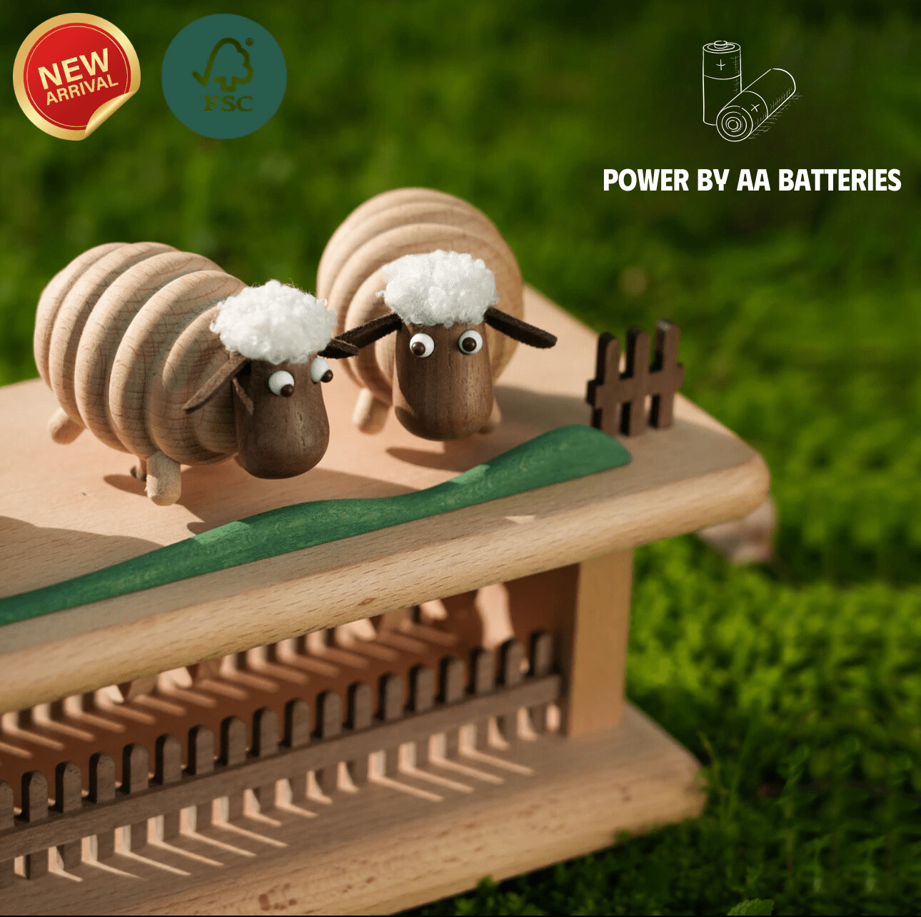 New Arrivals Original Mini Pasture Hand-Carved Wooden Sheep Jumping Fence - EaseWoo
