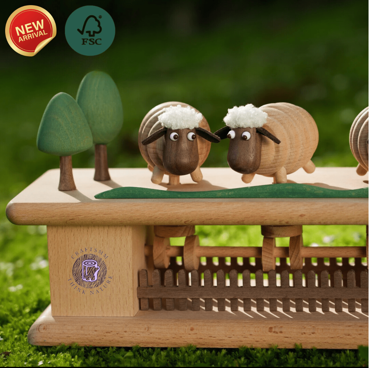 New Arrivals Original Mini Pasture Hand-Carved Wooden Sheep Jumping Fence - EaseWoo