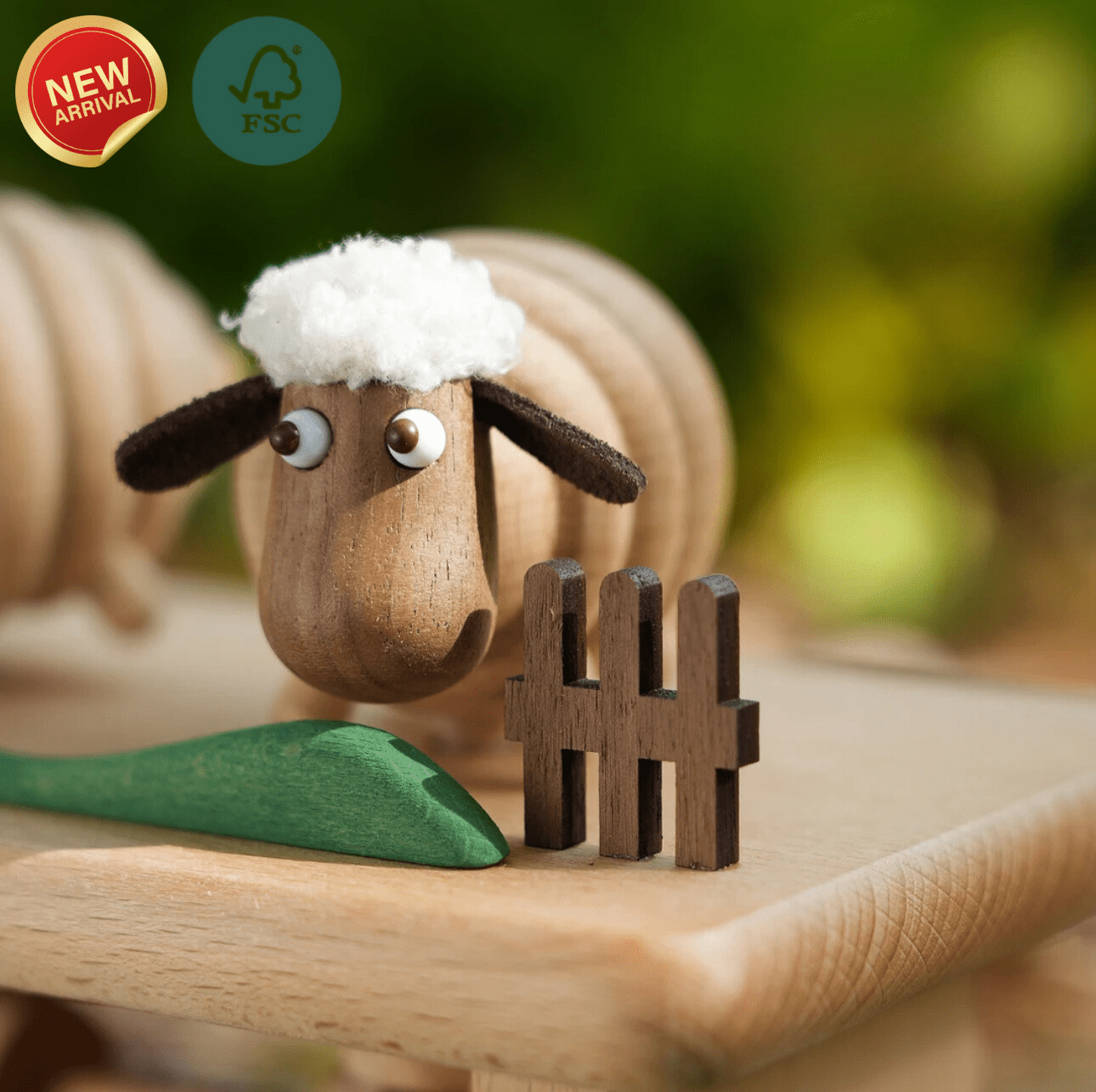 New Arrivals Original Mini Pasture Hand-Carved Wooden Sheep Jumping Fence - EaseWoo