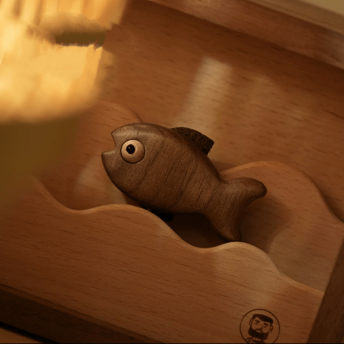 Original Handcrafted Walnut Wood Fish Night Light - Unique Artwork for a Charming Space - Unique Gift Home Decoration - EaseWoo