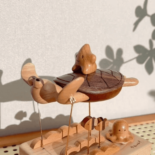Original Ocean Series: Handcrafted Wooden Turtle Figurine in Constant Motion - EaseWoo