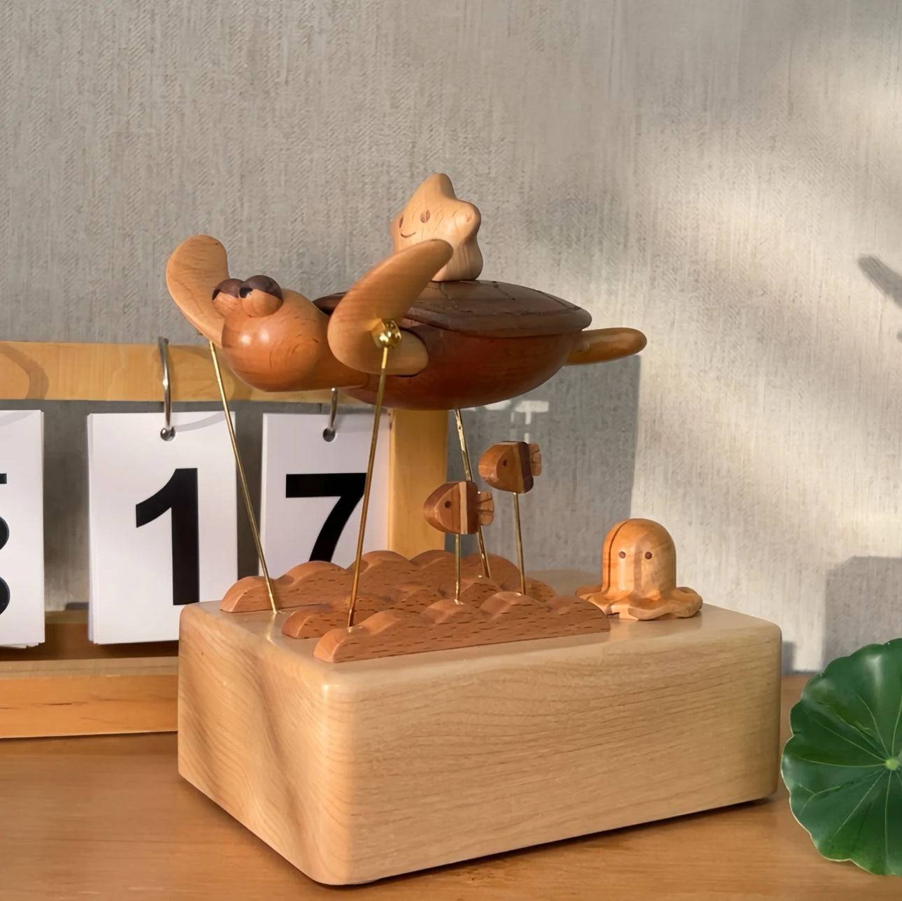 Original Ocean Series: Handcrafted Wooden Turtle Figurine in Constant Motion - EaseWoo