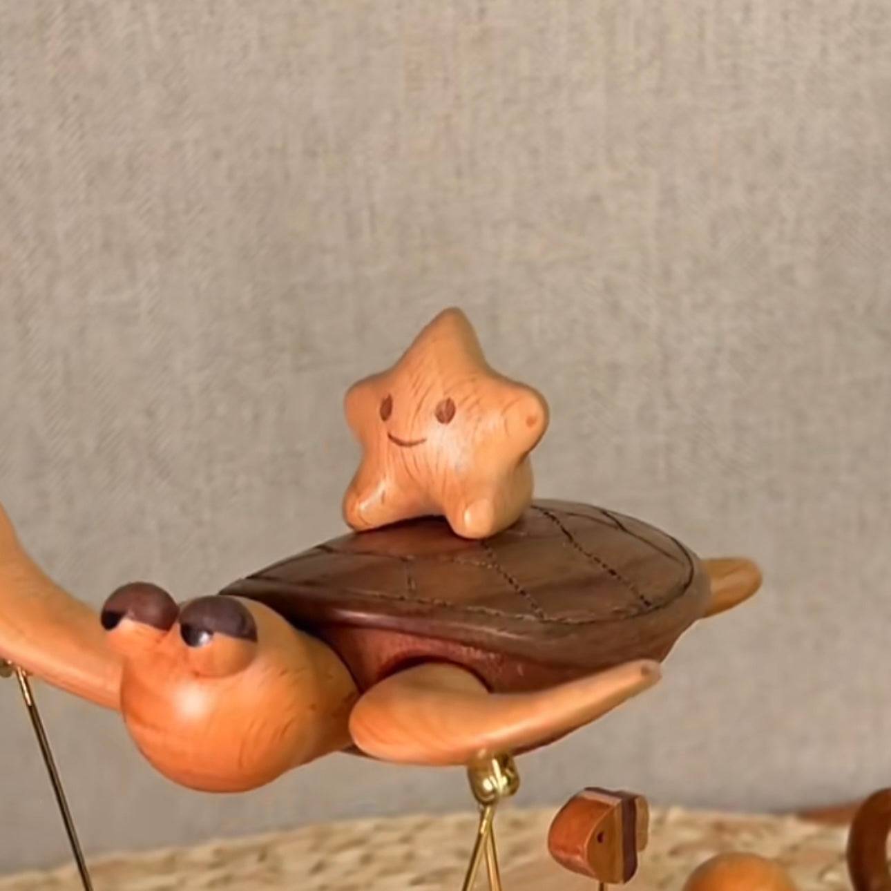 Original Ocean Series: Handcrafted Wooden Turtle Figurine in Constant Motion - EaseWoo
