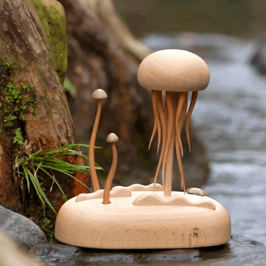 Original Ocean World Jellyfish Wooden Ornament - Natural Wood Exquisite Craftsmanship Unique Decoration Handmade Indoor Decor - EaseWoo