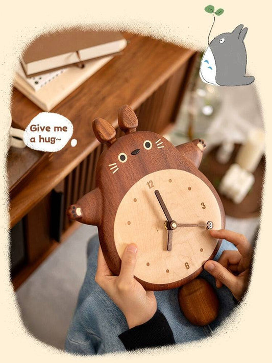 Original Wooden Totoro Silent Time Wall Clock