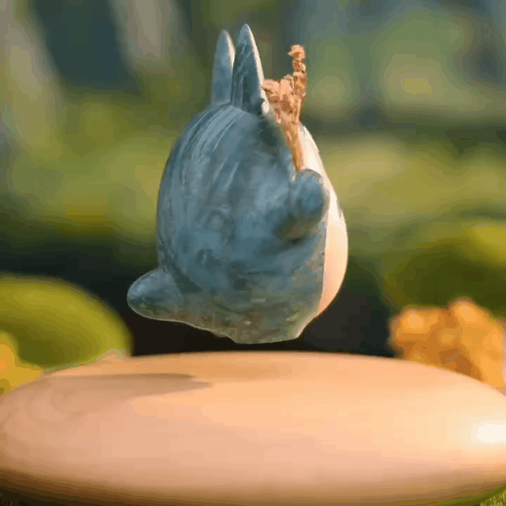 Original Hand-carved Wooden Craft Levitating Blue Totoro - EaseWoo