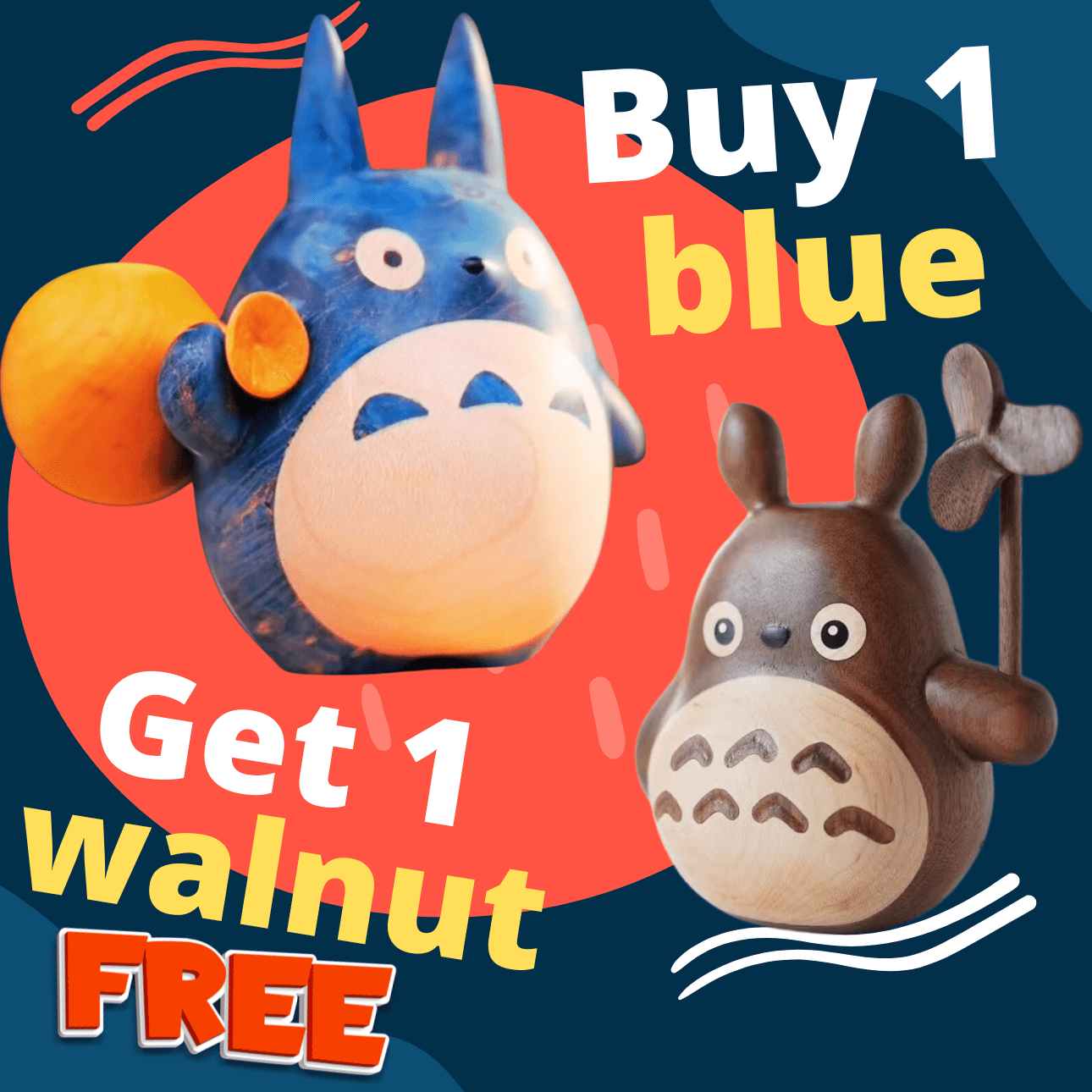 Original Hand-carved Wooden Craft Levitating Blue Totoro - EaseWoo