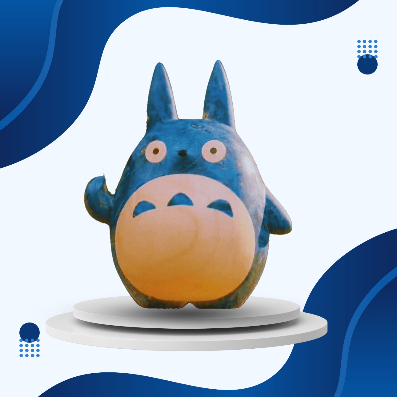 Original Hand-carved Wooden Craft Levitating Blue Totoro - EaseWoo