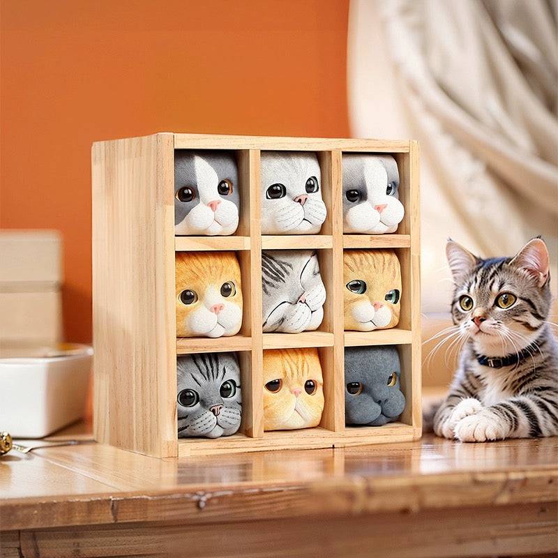 Hand-Carved Pop-up Cat Storage Wooden Box - EaseWoo