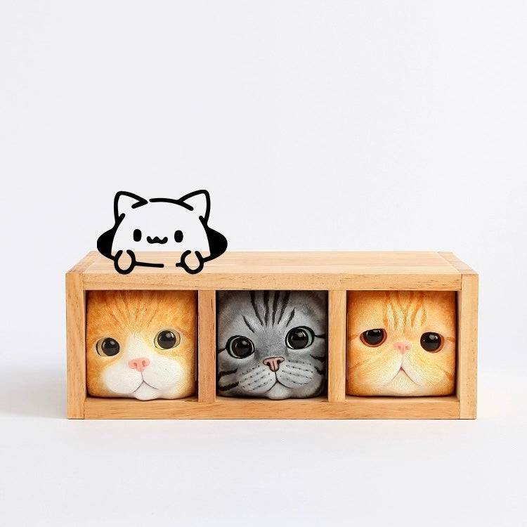 Hand-Carved Pop-up Cat Storage Wooden Box - EaseWoo