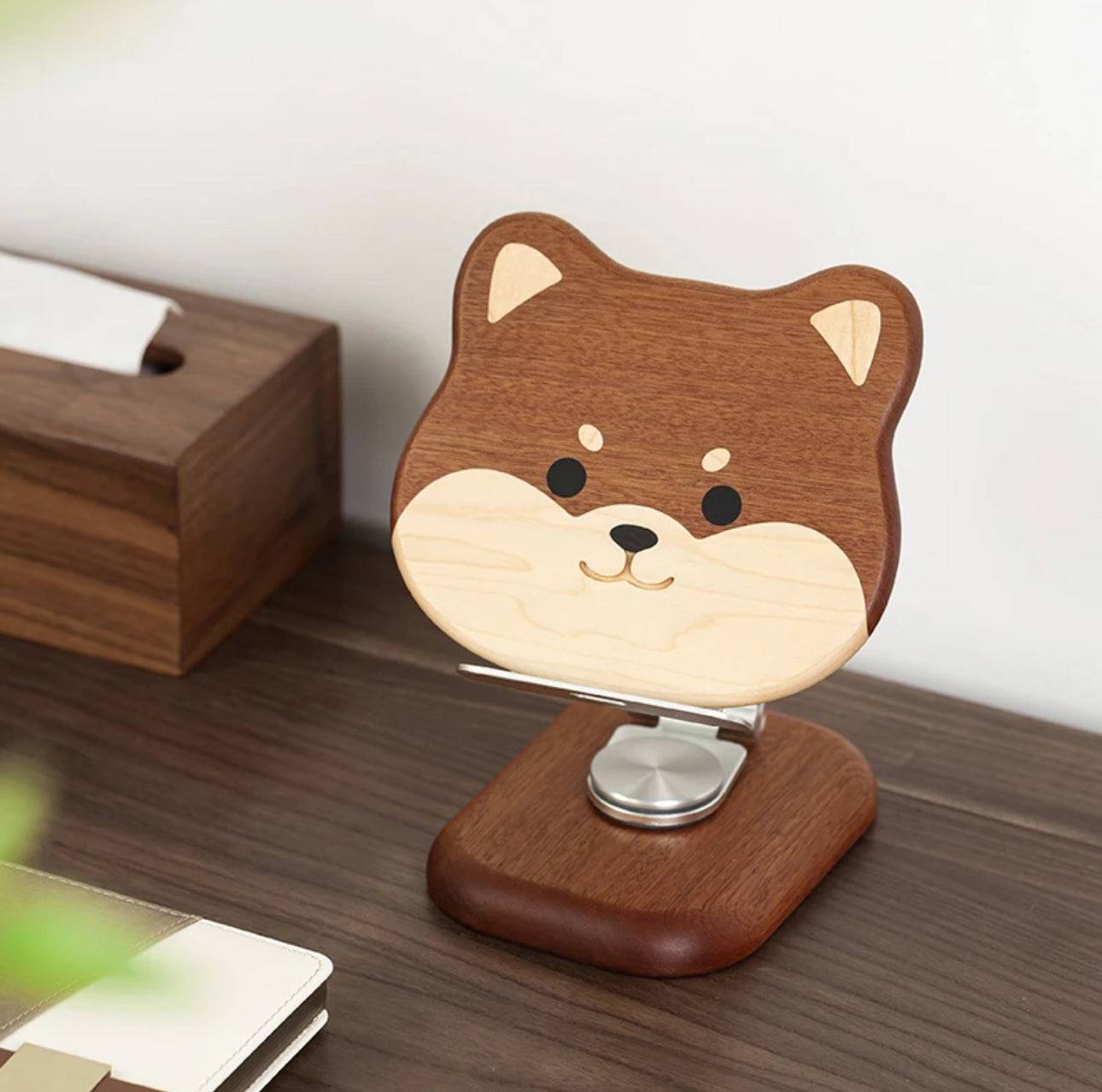 New Arrival Handmade Wooden Shiba Inu Multifunctional Holder - Perfect for supporting phones, tablets, Computers and books - EaseWoo