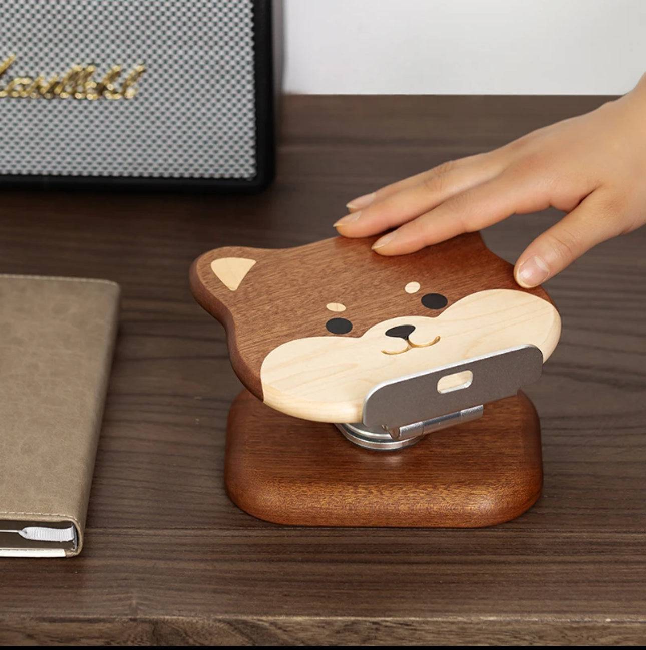 New Arrival Handmade Wooden Shiba Inu Multifunctional Holder - Perfect for supporting phones, tablets, Computers and books - EaseWoo
