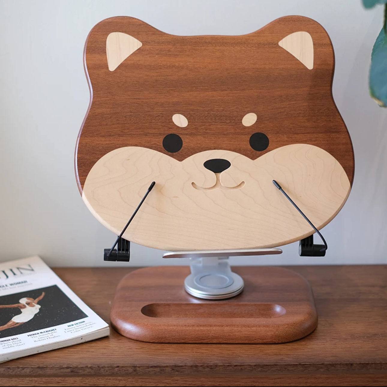 New Arrival Handmade Wooden Shiba Inu Multifunctional Holder - Perfect for supporting phones, tablets, Computers and books - EaseWoo