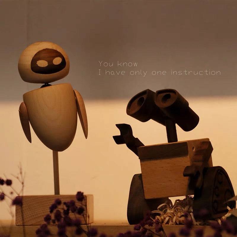 Inspired by WALL-E Vintage Creative Wooden Robot Figurine Special Gift for Couples Creative Gift - EaseWoo
