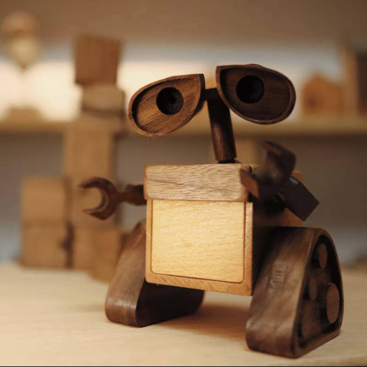 Inspired by WALL-E Vintage Creative Wooden Robot Figurine Special Gift for Couples Creative Gift - EaseWoo